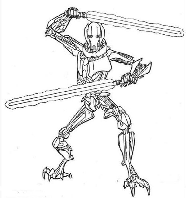 600x638 Star Wars Coloring Pages General Grievous Coloring Kids