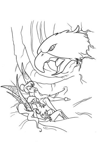 Vidia And Tinkerbell Are Attacked By Hawk Coloring Page 342x480 Vidia And Tinkerbell Are Attacked By Hawk Coloring Page
