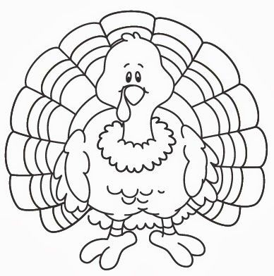 388x392 19 Awesome Turkey Outline Coloring Page