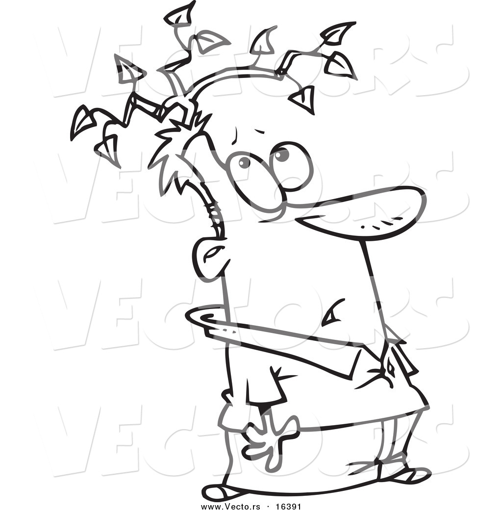 Vector Of A Cartoon Man With A Branch Growing From His Head 1024x1044 Vector Of A Cartoon Man With A Branch Growing From His Head