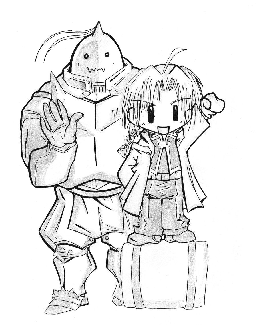 900x1138 Chibi Ed And Al Of Fma By Cavaferdi Lineart Fullmetal Alchemist