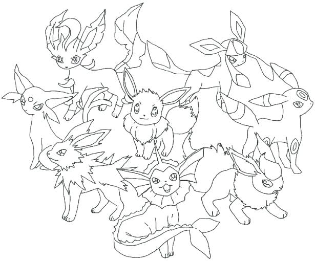 615x510 Coloring Pages Of Pokemon Ngbasiccom Eevee Evolutions Together