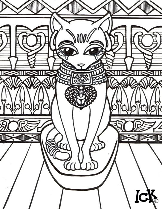 542x700 Egypt Cat Coloring Pages
