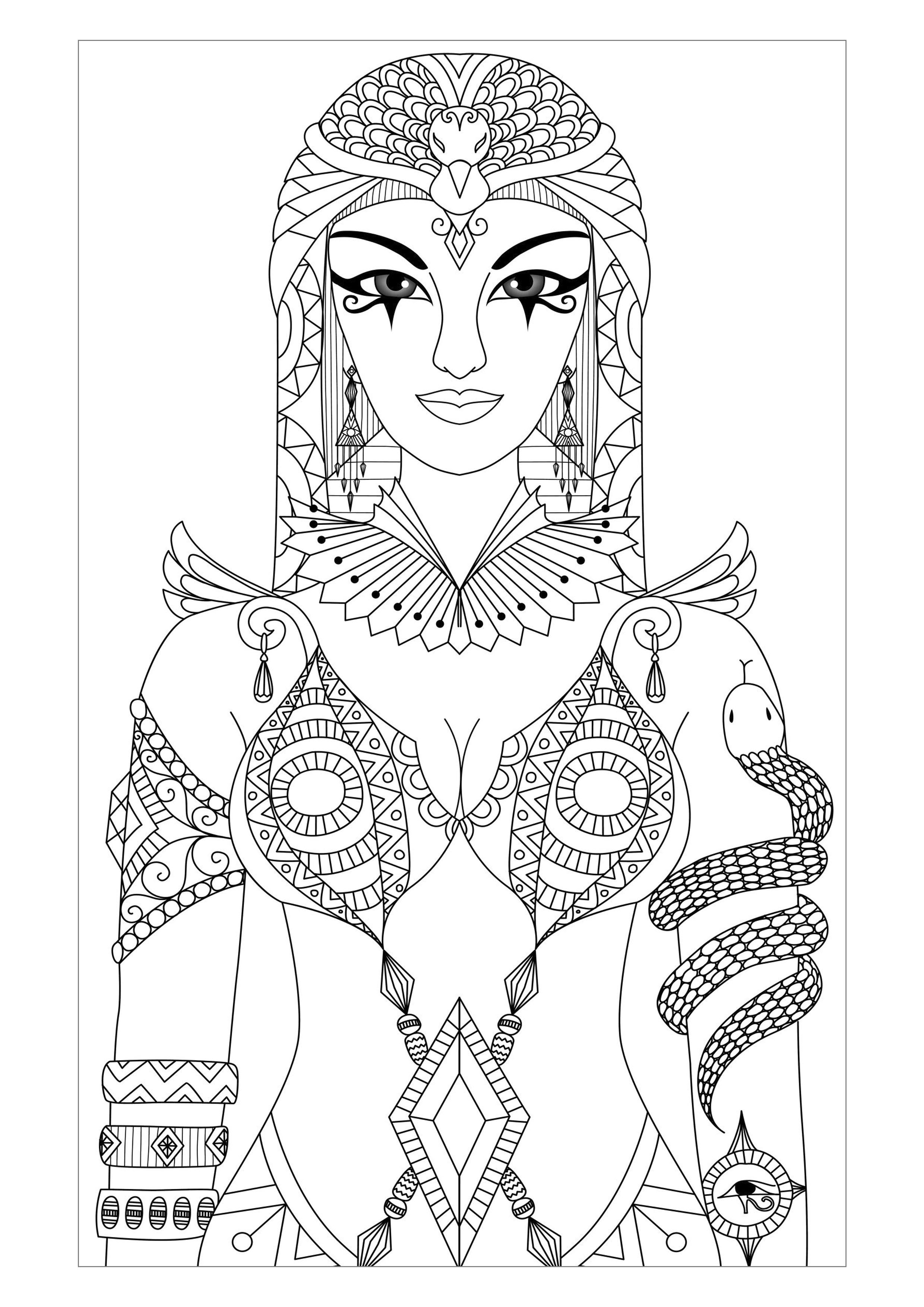 2480x3508 Best Of Free Coloring Page Coloring Adult Egypt Cleopatra Queen By