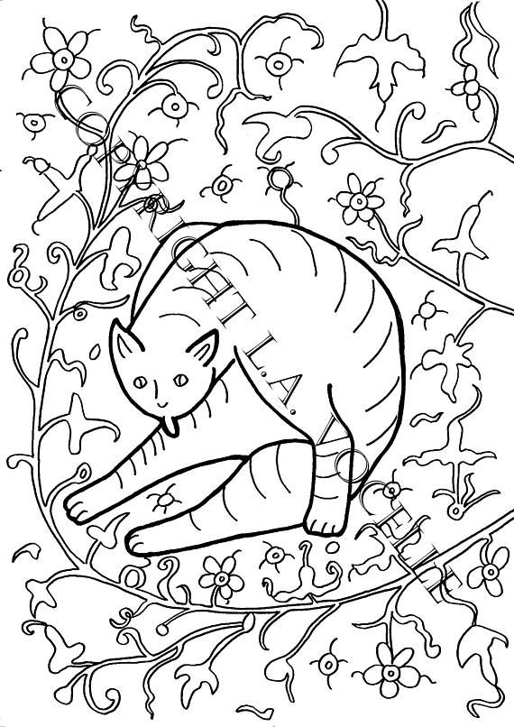 570x806 Coloring Pages Coloring Books For Adults Cat Coloring Kitty Cat