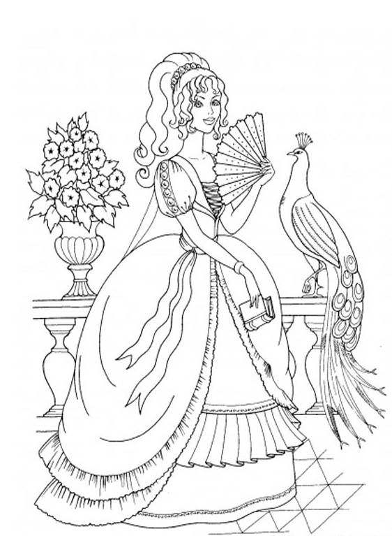 Printable Fancy Princess Coloring Page 562x767 Printable Fancy Princess Coloring Page