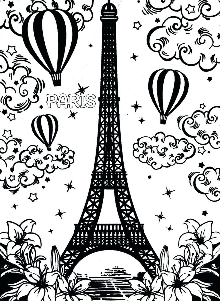 863x1181 Cool Eiffel Tower Coloring Printable Page For Kids And Paris Pages