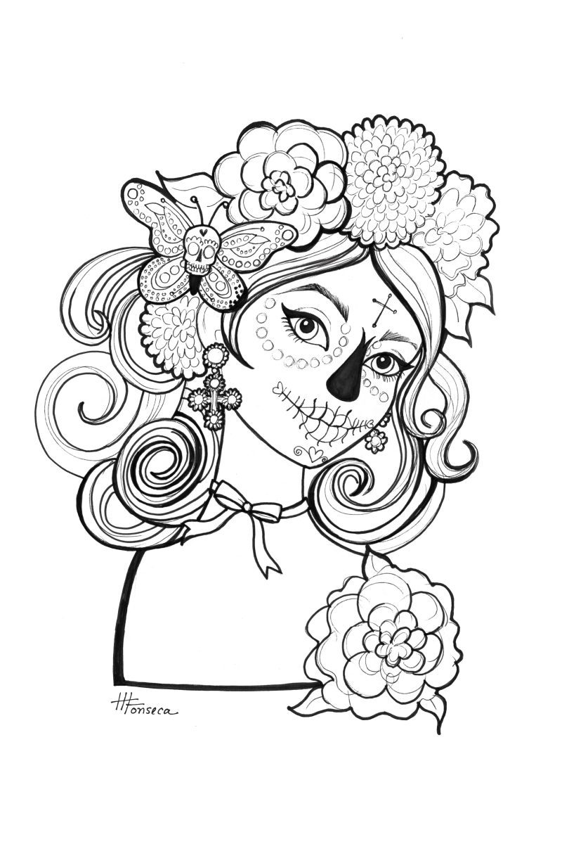 Dia De Los Muertos Girl Coloring Pages Just Colorings 800x1200 Dia De Los Muertos Girl Coloring Pages Just Colorings