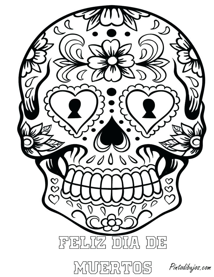 El Dia De Los Muertos Skull Coloring Pages at GetColorings.com | Free ...