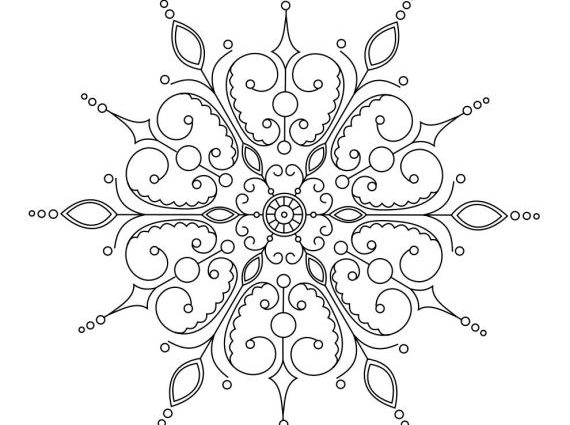 Snowflake Mandala Coloring Pages Elaborate Snowflake Yoga 570x425 Snowflake Mandala Coloring Pages Elaborate Snowflake Yoga