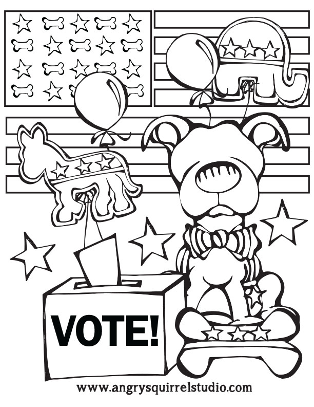 612x792 Dog Vote Election Day Coloring Page