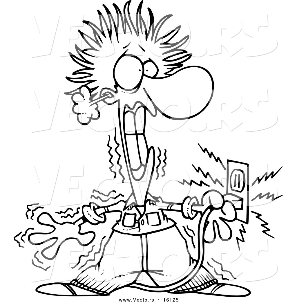 1024x1044 Vector Of A Cartoon Electrician Being Electrocuted