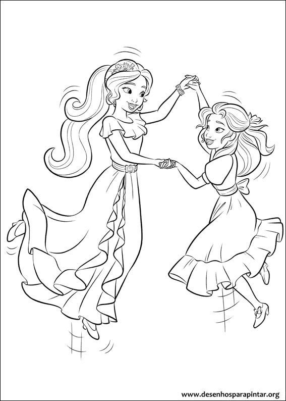 567x794 Princess Isabel And Elena Of Avalor Colouring Page Children'S