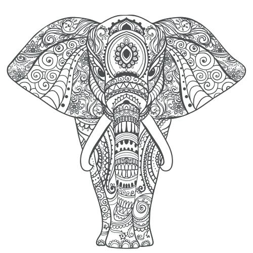 500x500 Elephant Adult Coloring Page Best Images On For Elephant Mandala