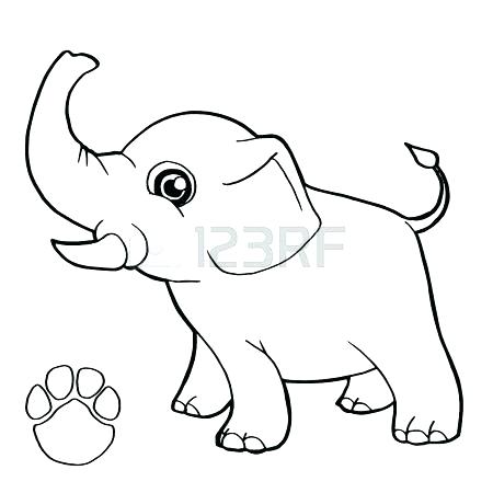 450x450 Cartoon Elephant Coloring Pages Paw Print With Page Vector