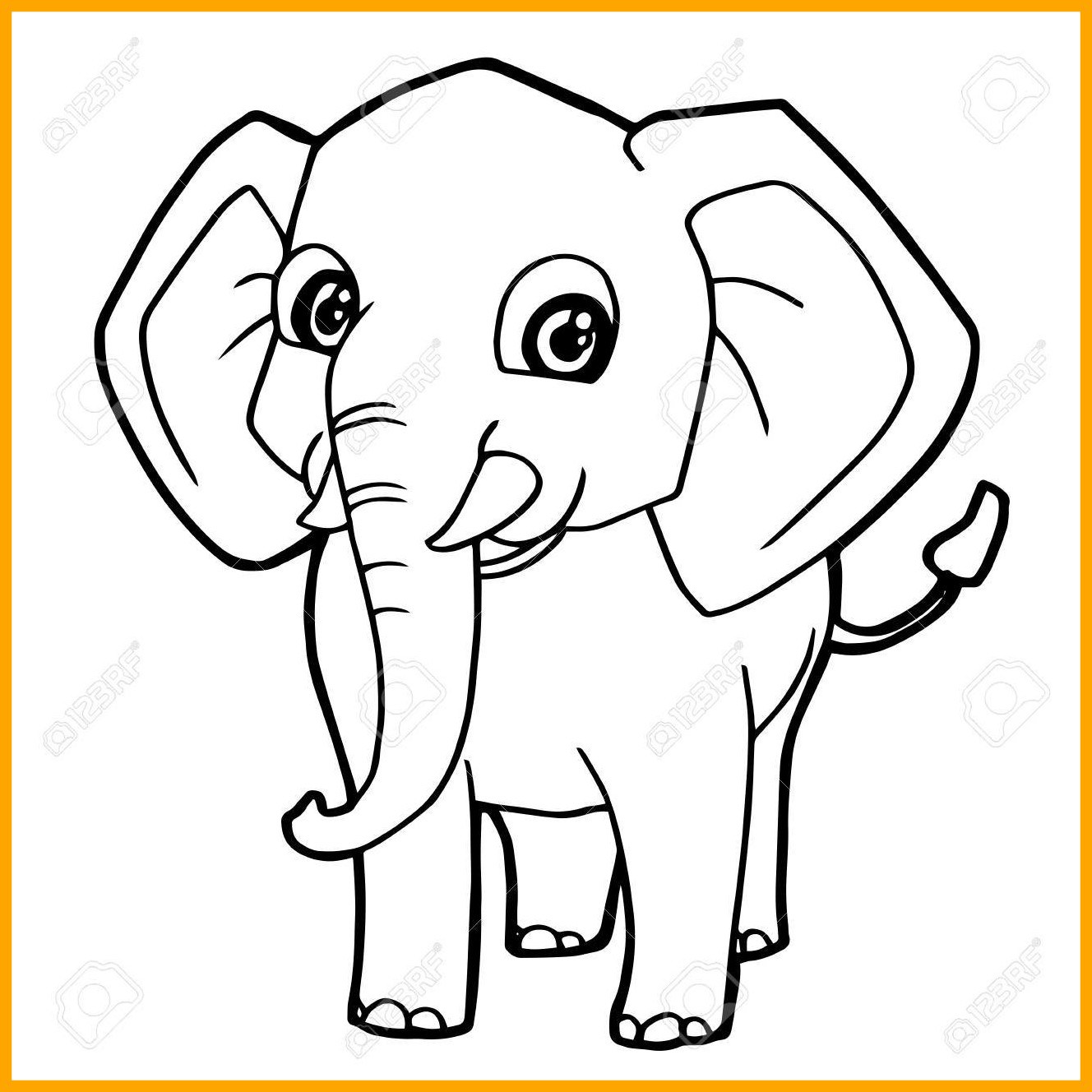 1328x1328 Astonishing Cartoon Cute Elephant Coloring Page Vector
