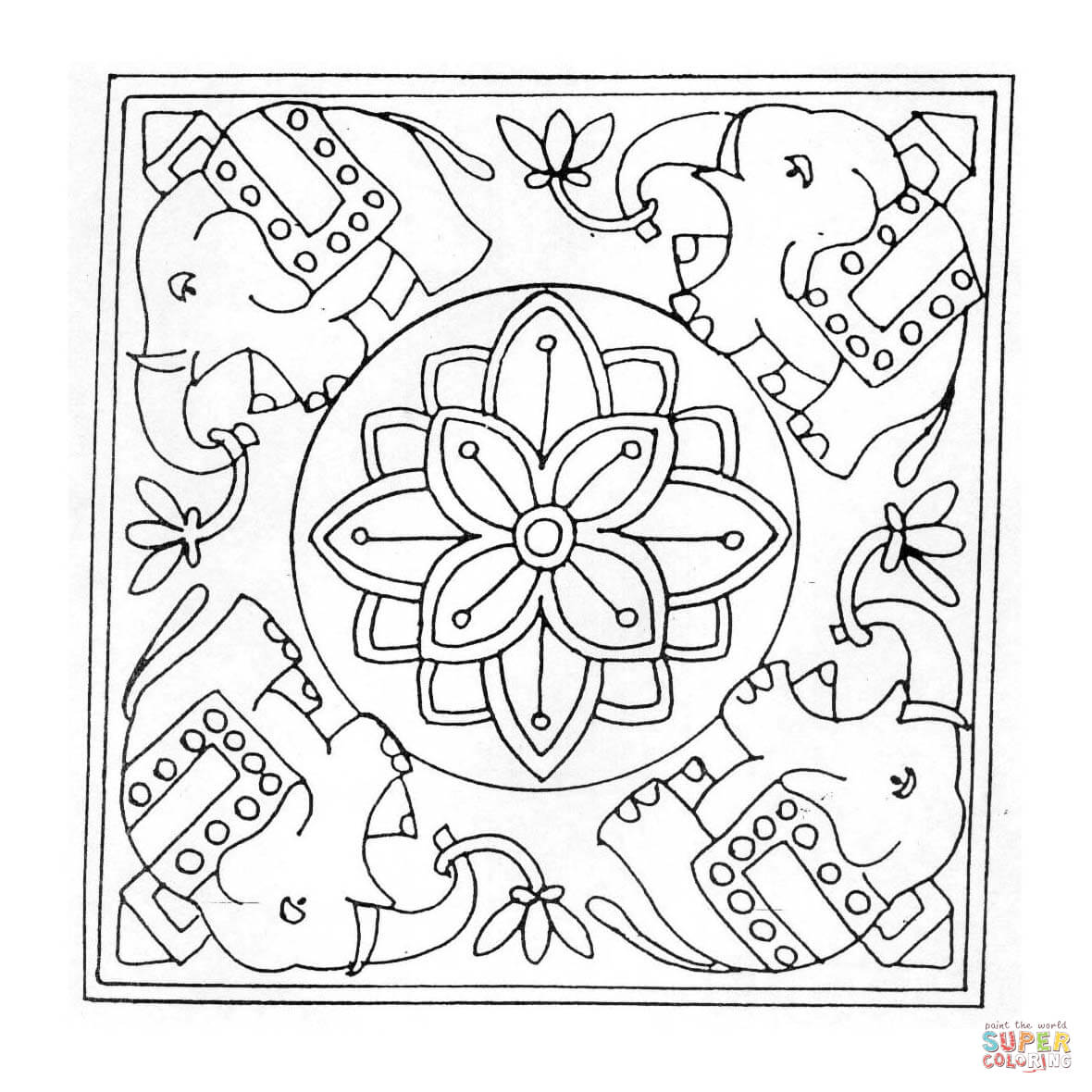 1180x1180 Elephant Mandala Coloring Page Free Printable Pages Magnificent