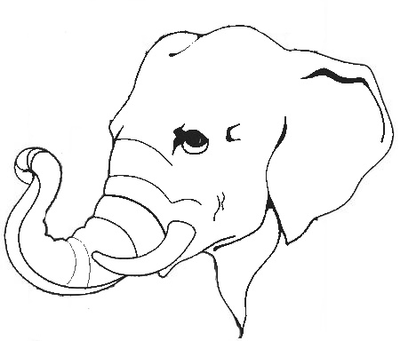 Modern Elephant Face Coloring Page Motif 450x384 Modern Elephant Face Coloring Page Motif