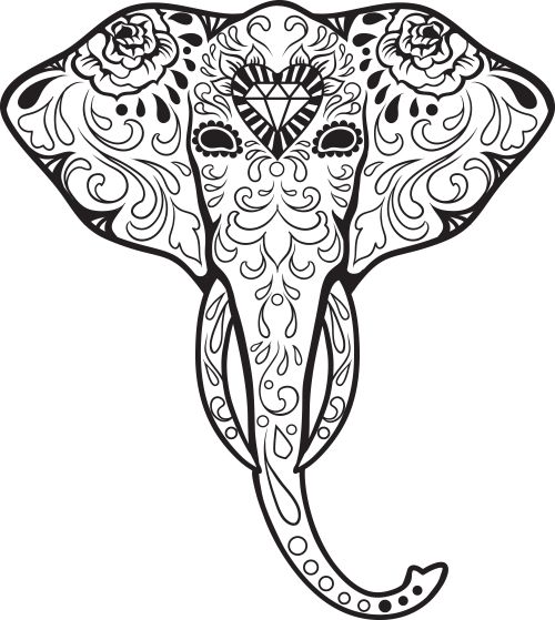 Sugar Skull Animal Coloring Pages 500x559 Sugar Skull Animal Coloring Pages