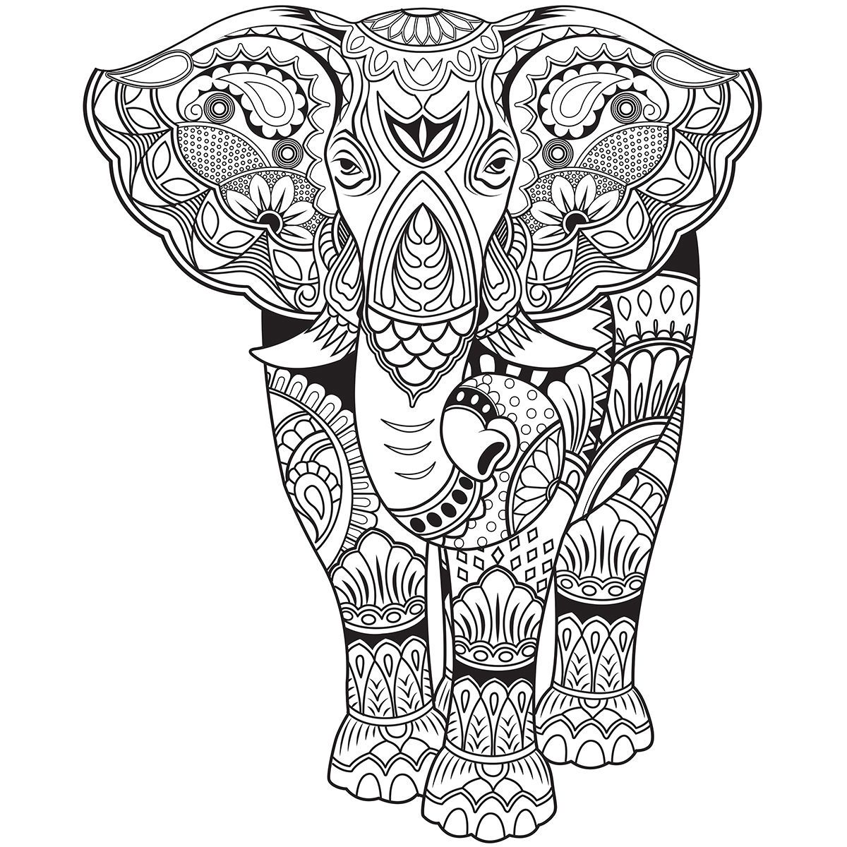1200x1200 Elephant Zentangle Elephant Coloring Pages For Adults