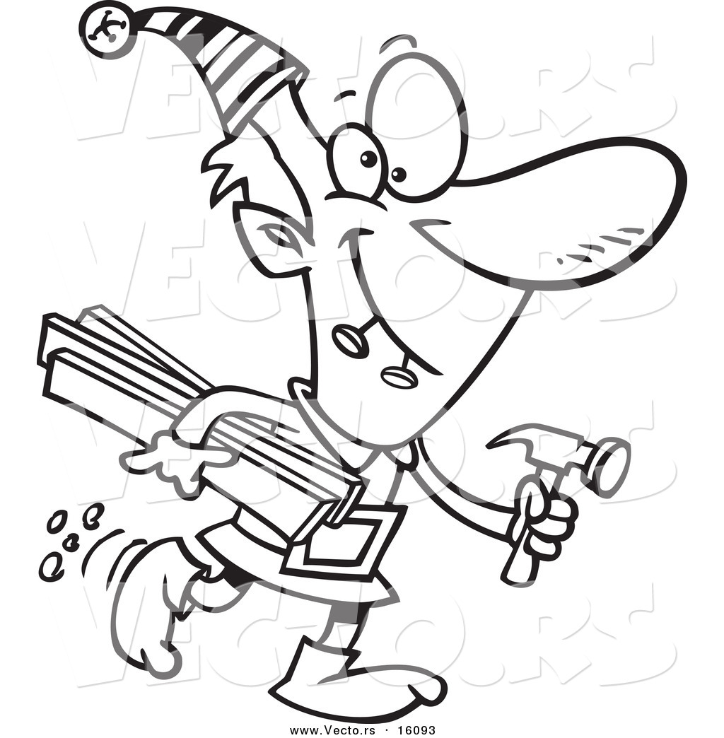 Vector Of A Cartoon Christmas Elf Carrying Lumber And A Hammer 1024x1044 Vector Of A Cartoon Christmas Elf Carrying Lumber And A Hammer
