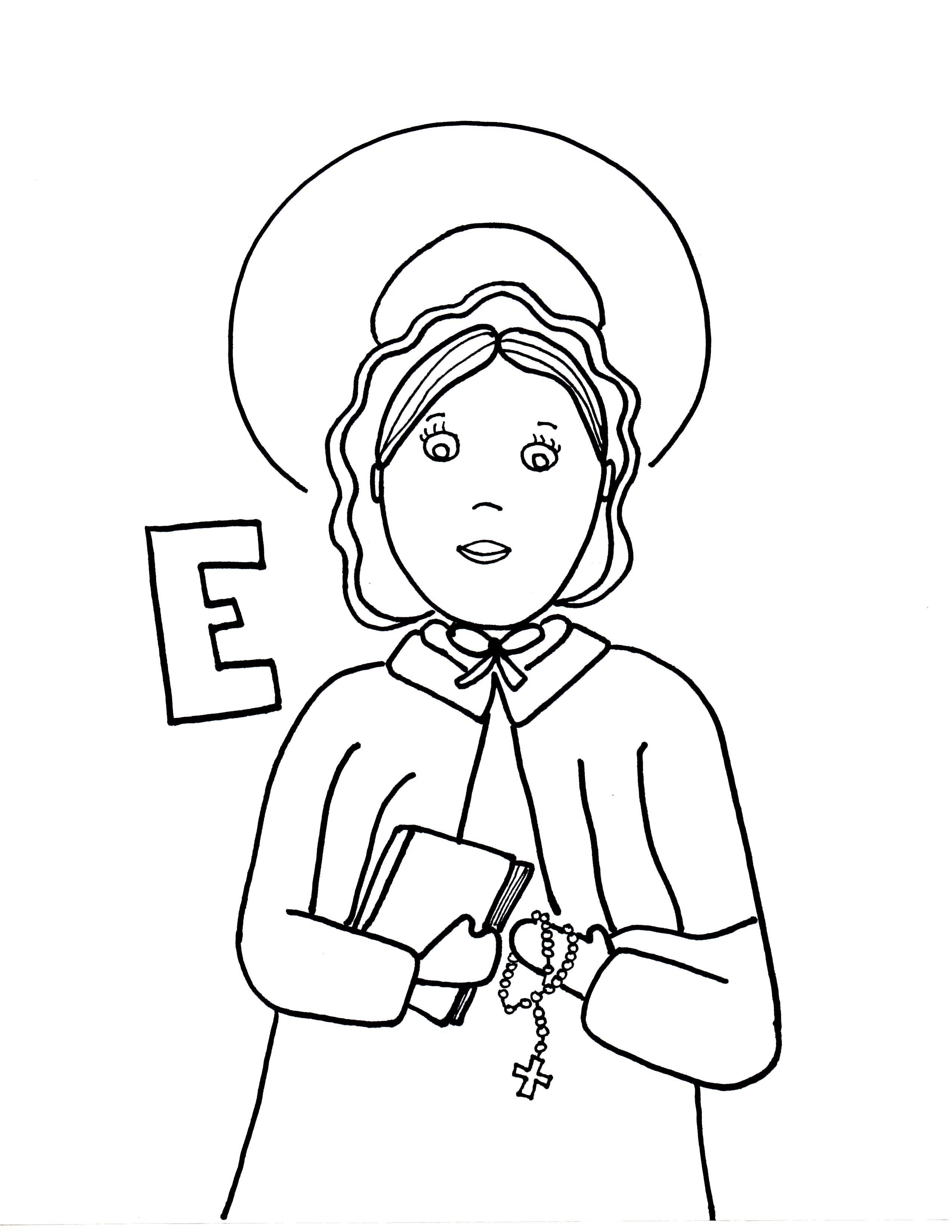 2550x3300 St. Elizabeth Ann Seton Coloring Page Little Flowers