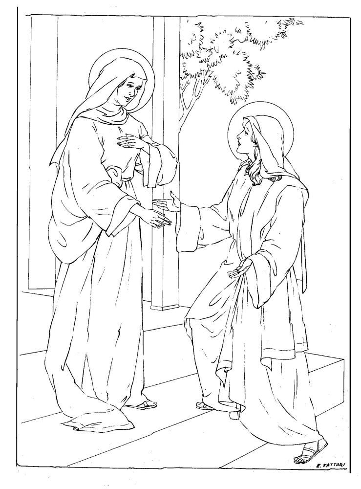 739x1000 Visitation Coloring Page Mary, Sunday School And Catholic Crafts