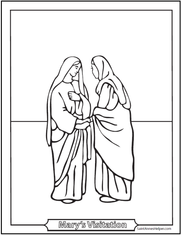 590x762 Visitation Coloring Page Mary Visits Elizabeth
