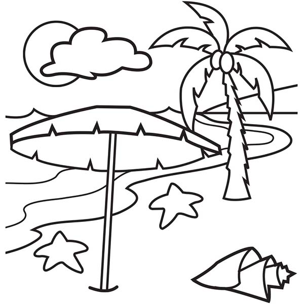 A Lovely Beach On Tropical Island Coloring Page 600x600 A Lovely Beach On Tropical Island Coloring Page