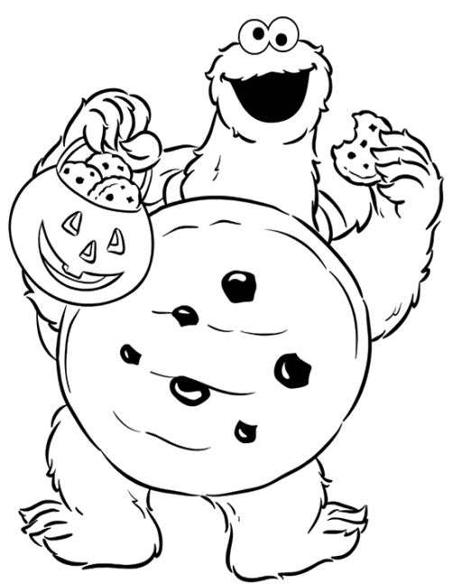 500x647 Elmo Halloween Coloring Pages Cookie Monster Halloween Coloring