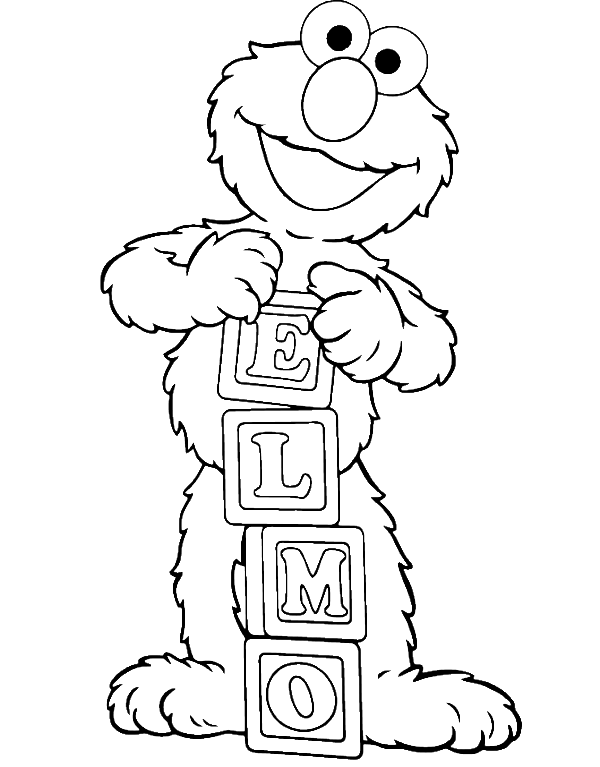 600x767 Elmo Is Showing Off His Name Coloring Page