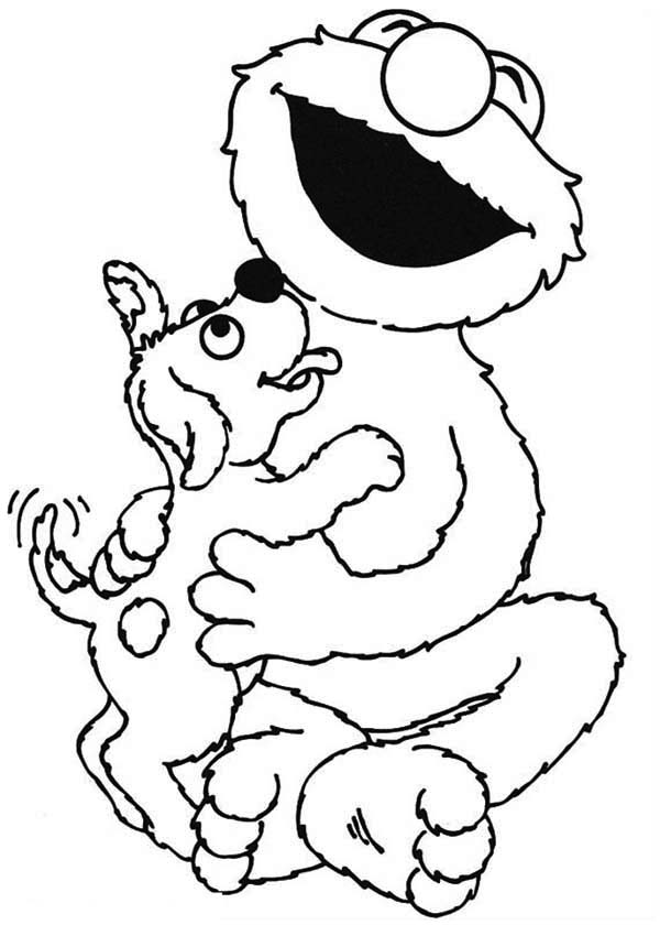 600x840 Sesame Street Elmo Lick By Little Dog Coloring Page Color Luna