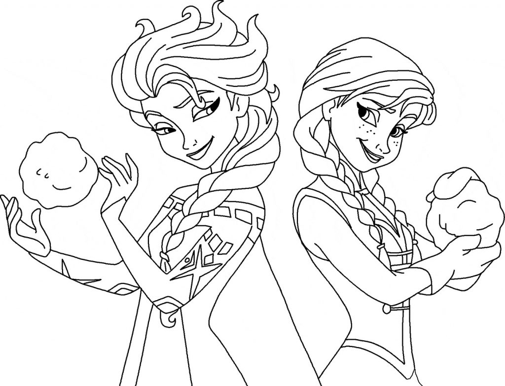 1024x783 Frozen Elsa And Anna Coloring Page Free Pages Disney Cartoons