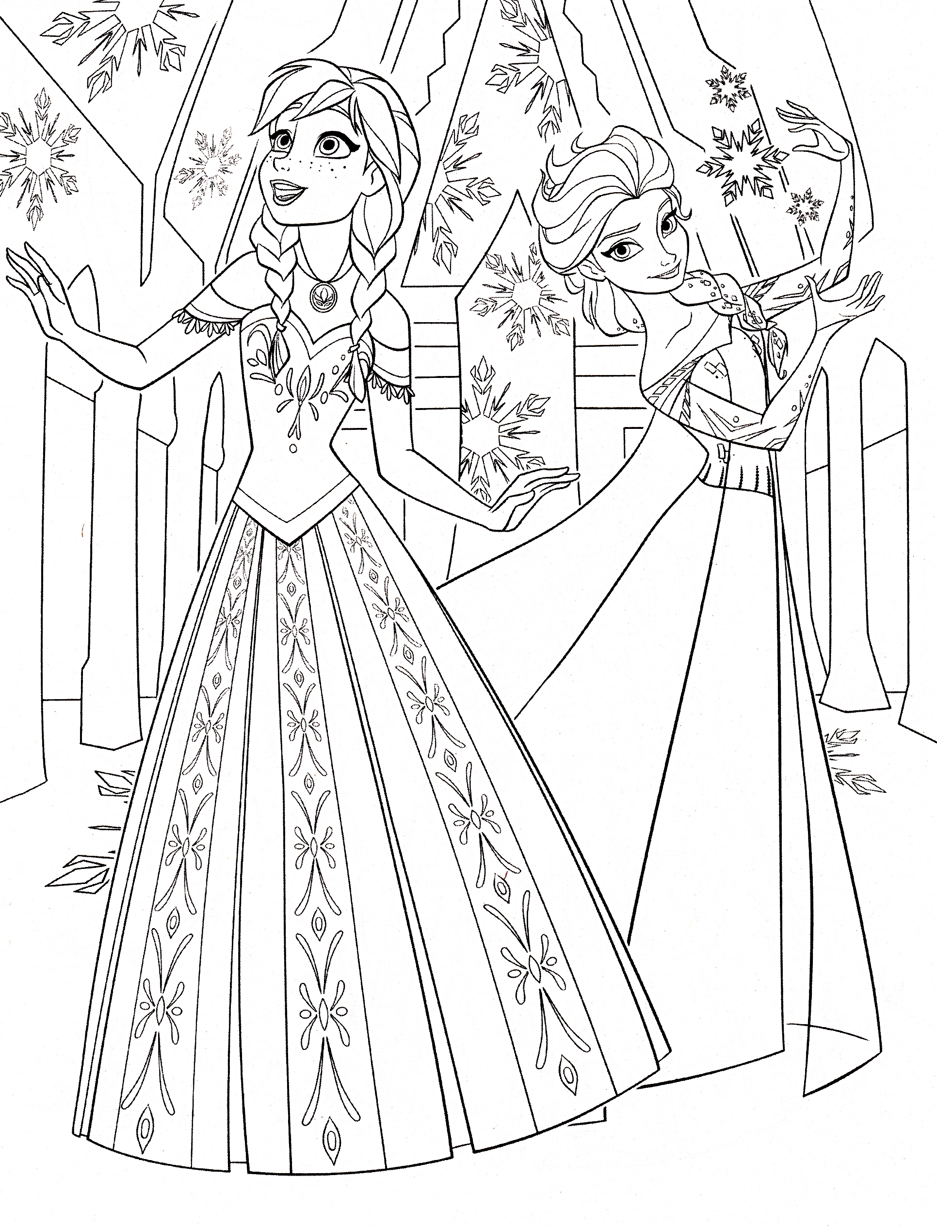 1932x2529 Elsa Anna Coloring Page