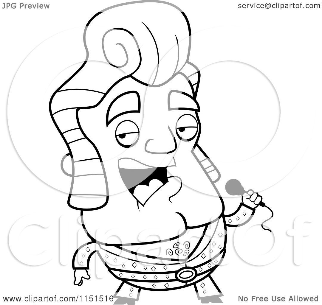 1080x1024 Cartoon Clipart Of A Black And White Short Elvis Impersonator