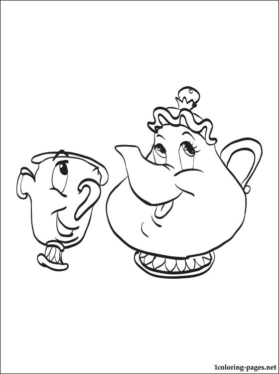 560x750 Disney Mrs. Potts And Chip Coloring Beauty The Beast Pages Mrs