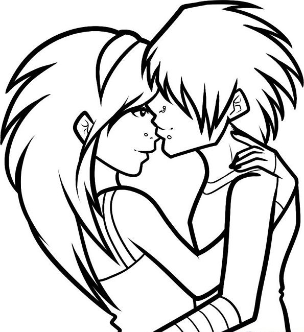 595x650 Emo Love Coloring Pages Emo Ausmalbilder Emo