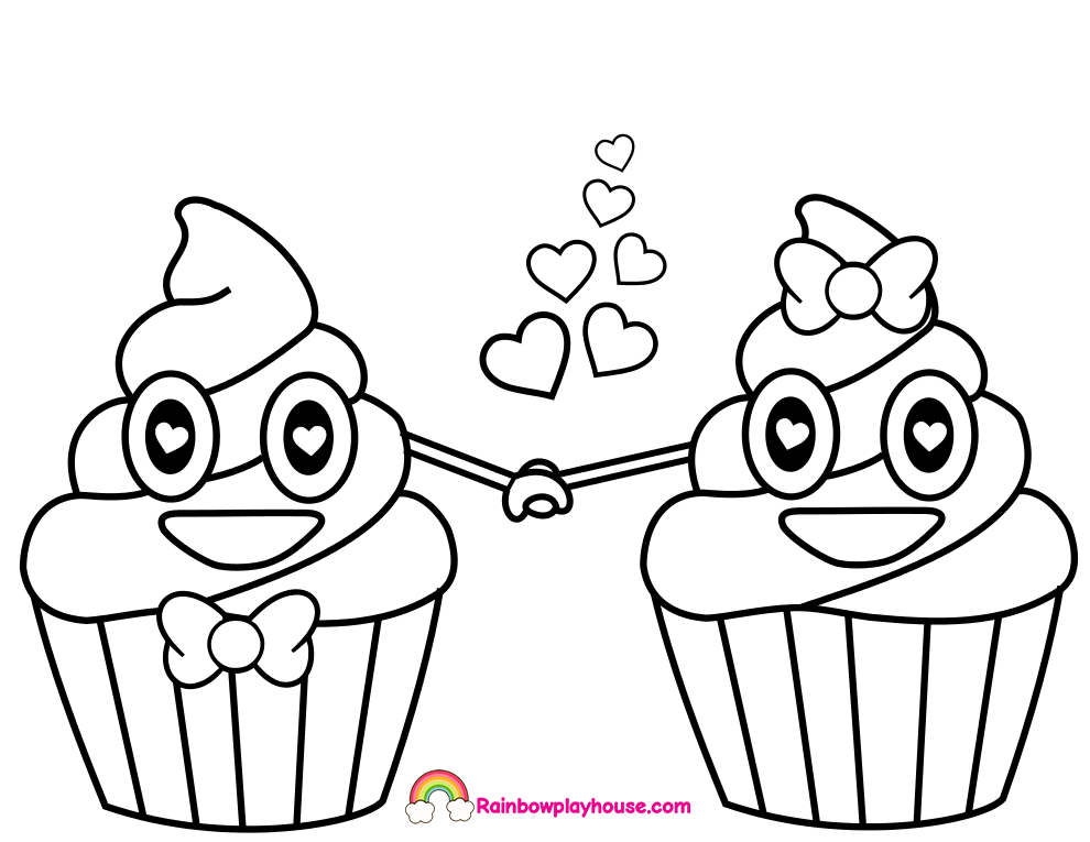 990x765 Poop Emoji Cupcakes In Love Printable Coloring Page Copy
