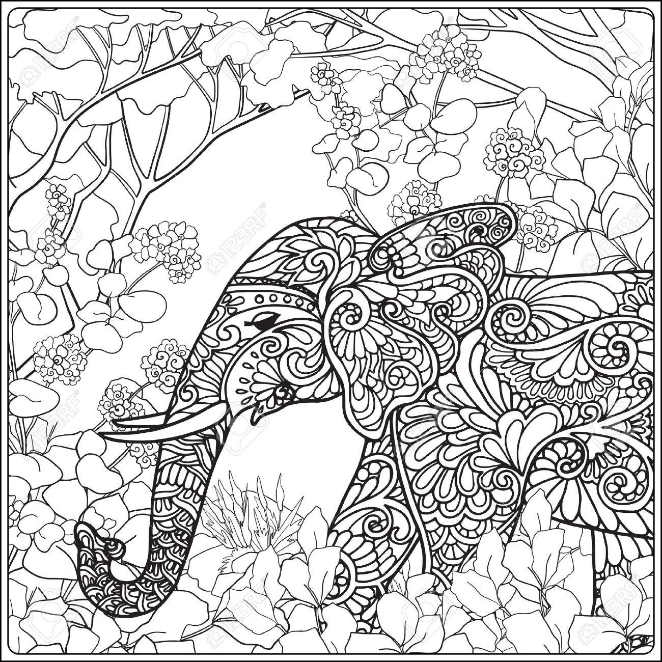 1300x1300 Jungle Scene Forest Nature Seasons Coloring Pages For Adults