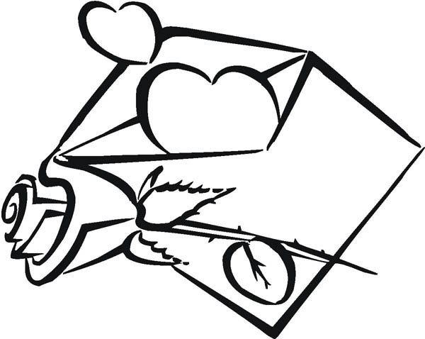 600x478 Envelope Full Of Hearts And Roses Coloring Page Color Luna