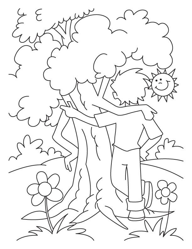 612x792 A Boy Is Celebrating An Arbor Day With The Tree Coloring Page