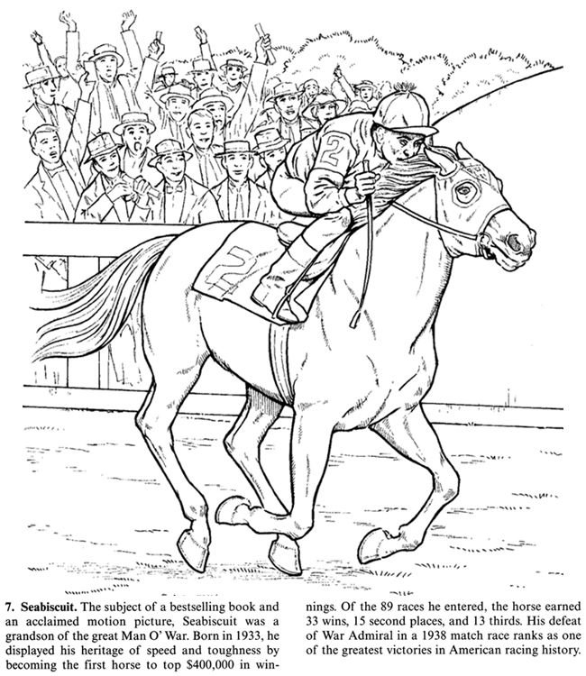 Horse Coloring Page Of The Famous Seabiscuit Adult Color Page 650x750 Horse Coloring Page Of The Famous Seabiscuit Adult Color Page