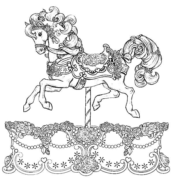 Beautiful Carousel Horse Coloring Pages To Print 600x648 Beautiful Carousel Horse Coloring Pages To Print