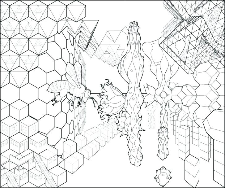 728x607 Escher Coloring Pages Coloring Pages Bees By Hop Bees Coloring