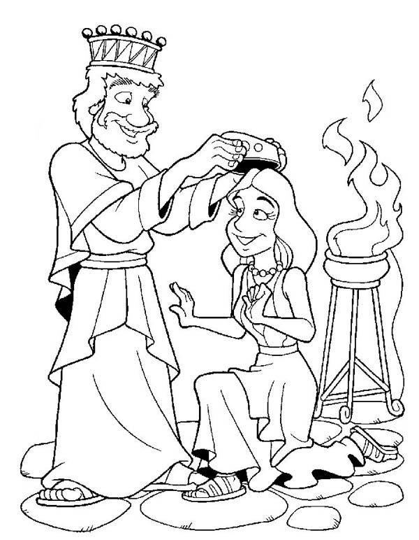 Esther Become King Ahasuerus Queen Coloring Page The Story 600x772 Esther Become King Ahasuerus Queen Coloring Page The Story