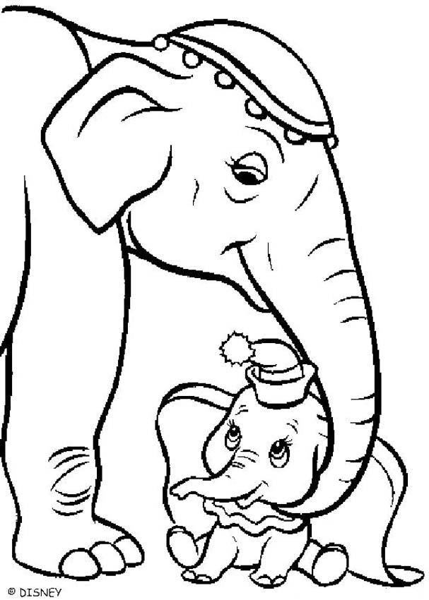 Dumbo With His Mother Coloring Pages 607x850 Dumbo With His Mother Coloring Pages
