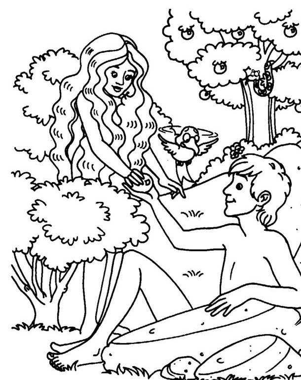 610x770 Cool Design Ideas Adam And Eve Coloring Pages 2 Printable
