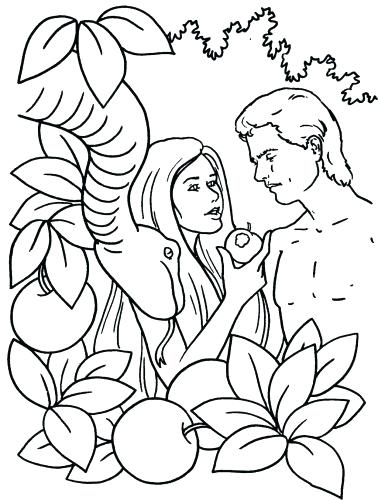 378x500 Adam And Eve In The Garden Coloring Page Adam And Eve Coloring