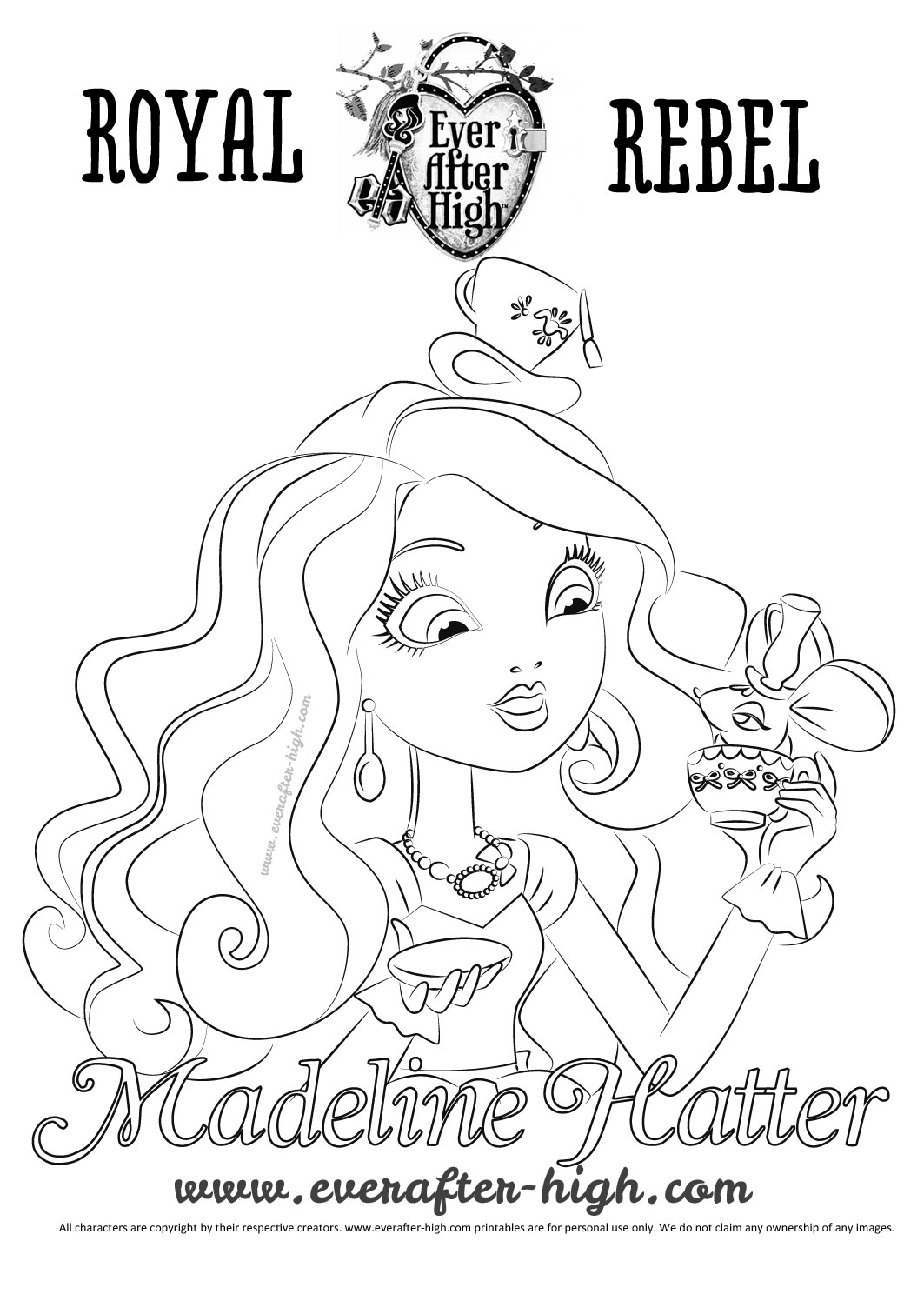 1063x1504 Madeline Hatter S Face Coloring Page Ever After High Remarkable