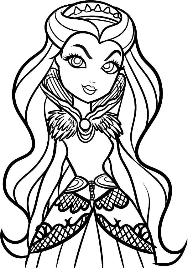 Raven Queen Stunning Looks Ever After High Coloring Pages 600x858 Raven Queen Stunning Looks Ever After High Coloring Pages